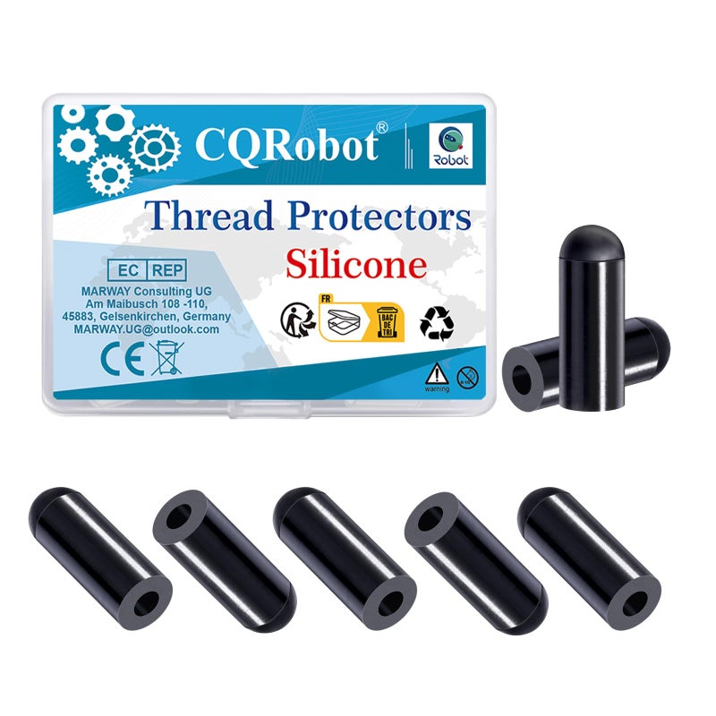 CQRobot Silicone End Caps 100pcs 1/8 Inch High Temp Protective Flexible Screw Thread Protectors Bolt Covers Screw Caps Kit for Metal Tube Rod - Image 1